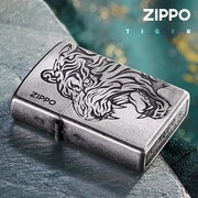 zippo打火机网店古银蚀刻虎头防风煤油男士定制zoop