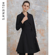 海兰丝大衣 黑色大衣时尚高端大衣外套