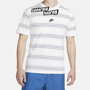 耐克Nike2022夏男子条纹印花圆领运动休闲短袖T恤DQ1117-100