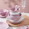 蕾丝浮雕陶瓷碗碟套装家用组合欧式简约餐具碗盘，盘子饭碗高级感