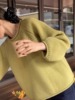 法式洋气黄色针织衫毛衣套头，2023女秋季粗棒针，宽松慵懒风上衣