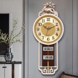 新中式挂钟家用时钟静音，中国风时尚简约钟表，挂表客厅壁挂装饰艺术