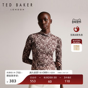 TED BAKER2023秋冬女士浅粉色长袖印花打底衫半高领T恤266047