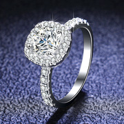 pt950铂金戒指女款指环镶嵌莫桑石气质心形钻戒克拉钻石闭口时尚