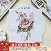 印花餐巾纸酒店婚礼摆台西餐厅，咖啡厅口布复古玫瑰花图案彩色纸巾