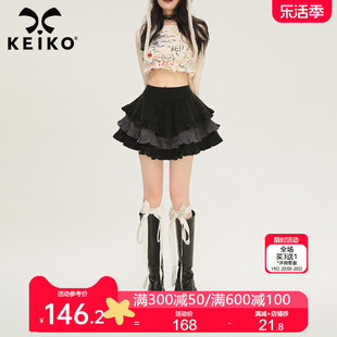 keiko蓬蓬蛋糕裙半身裙，2024夏季甜辣妹高腰显瘦a字短裙百褶裙子