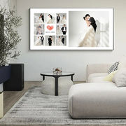 定制婚纱照相框放大挂墙照片客厅背景墙装饰画，床头相片结婚照挂画