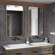 轻奢浴室镜子卫生间免打孔方形自粘壁挂厕所粘贴梳化妆洗漱挂墙式