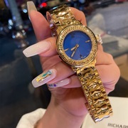 时尚范风时装表美莎钢带彩色圆盘轻奢贝壳石英女手表商务休闲腕表