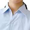 浅蓝衬衫斜纹短袖女士棉，职业装v领宽松收腰面试长袖工装气质