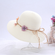 草帽女夏天日系小沿渔夫帽，韩版花朵盆帽可折叠休闲百搭遮阳帽凉帽
