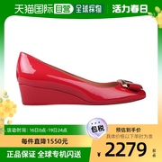 香港直发salvatoreferragamo菲拉格，慕女士红色牛皮坡跟鞋0591075