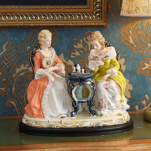 欧式陶瓷摆件精致蕾丝瓷偶人物装饰品手工创意家居客厅工艺品摆设