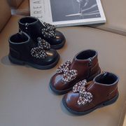 女童二棉短靴2023秋冬三岁儿童靴子冬季洋气加绒软底小童鞋子