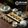 汝窑功夫茶具套装2024家用小茶台一整套陶瓷泡茶杯喝茶壶茶盘