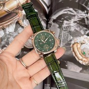 表盘时尚方形绿色皮带手表，复古女士表带，韩版石英真皮国产腕表