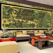 中式名画清明上河图古绢布3米大图，十字绣客厅线绣山水风景画手工