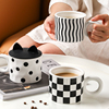川岛屋陶瓷水杯女生高颜值杯子马克杯带盖设计小众情侣一对咖啡杯