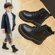 男童马丁靴儿童鞋子2023秋冬季雪地靴真皮，二棉鞋加绒男孩童靴