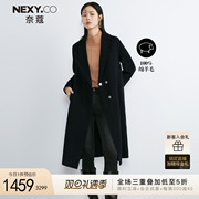 nexy.co奈蔻冬季新版经典，气质100纯羊毛大衣女中长款毛呢外套女