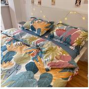 美式浪漫花卉 纯棉四件套 活性印花全棉床品套件被套三件套床