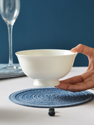 瓷碗套装6个 唐山骨瓷碗饭碗6英寸中碗陶瓷碗高脚碗微波炉瓷碗