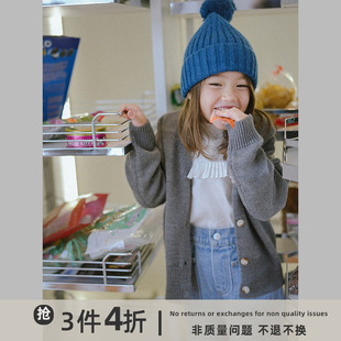 史豌豆(史豌豆)女童针织开衫，2023秋季洋气亲子装，外套儿童纯色长袖毛衣