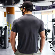 撸铁狼圆领速干短袖T恤教练健身衣服男款训练弹力紧身衣运动
