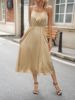 Golden Satin Dress Woman Sleeveless Slip Long Dresses For Wo
