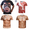 肌肉男表演衣服搞笑6八块假腹肌胸肌短袖，t恤3d立体大猩猩图案体恤