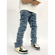 jeans slim pants trousers for men 新猫须哈伦补丁牛仔裤男
