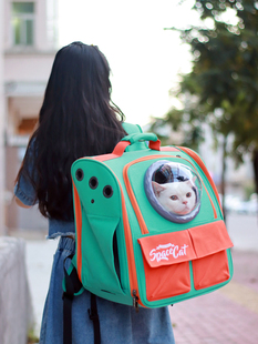 太空喵宠物背包外出便携双肩，笼手提狗，帆布书包猫咪外带大号袋猫包