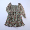 夏季欧美女士长袖方领时尚印花连衣裙  修身气质套头短裙Y3