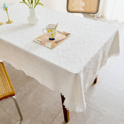 法式网红奶油风棉麻桌布轻奢高级感方桌盖布生日拍照法式茶几台布