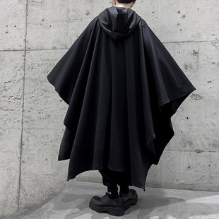 山本耀司大衣外套男高级感暗黑系披风斗篷男长款蝙蝠袖兜帽巫师袍