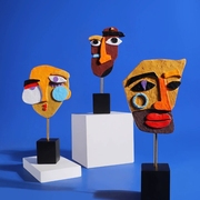 创意抽象人物表情脸面具摆件玄关客厅电视柜桌面展厅工艺品装饰