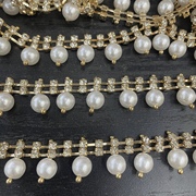 新娘服饰钻链发带发箍发夹，配件珍珠金色，链条服饰diy配件