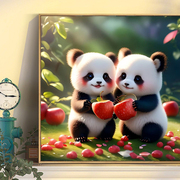 5d钻石画满钻2023儿童卡通动物熊猫客厅卧室小幅粘贴画钻石绣