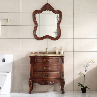 奥卫冠美国红橡木，欧式浴室柜小户型洗手盆，柜子组合实木洗漱台