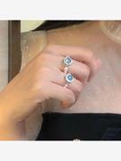 海蓝宝石珍珠戒指女轻奢高级感小众设计时尚个性指环气质百搭饰品