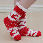 羊羔绒地板袜防滑女居家保暖脚月子厚袜套可爱时尚卡通圣诞袜小腿