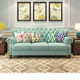 菲玛仕美式布艺沙发科技布，小户型简约地中海沙发，轻奢乳胶棉麻沙发
