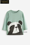英国next儿童男童绿色，熊猫躲猫猫长袖t恤上衣d79-756