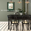 复古美式全实木餐桌餐椅组合可伸缩折叠饭桌，典雅黑法式餐桌长方形
