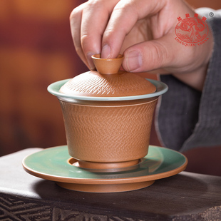 龙泉青瓷 大号盖碗茶杯三才手工跳泡茶碗陶瓷功夫茶具