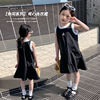 女童黑色连衣裙夏装韩版洋气，儿童不规则，背心裙女宝宝夏季裙子