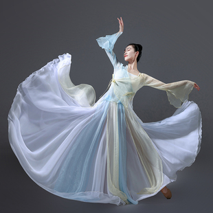 中国舞蹈大摆裙成人跳舞长裙古典舞半身练习纱裙720度演出练功服