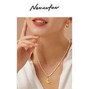 Neverfar不规则天然珍珠项链法式轻奢秋冬女士吊坠设计感