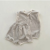夏韩国儿童家居服宝宝睡衣套装格纹纯棉 无袖清凉套装