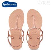 hotmarzz黑玛夹脚凉鞋，女款夏季平底软底时尚，罗马夹板沙滩凉拖鞋